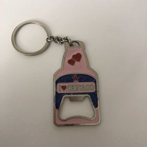 Pink Chicago Planet 2000 Bottle Opener Keychain
